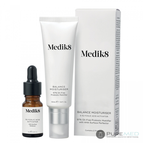 Medik8 Balance Moisturiser with Glycolic Acid SET Probiotic matting cream with AHA acids 50ml + Activator 1 pcs.