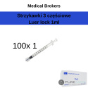 Luer lock syringes 1ml 100 pcs