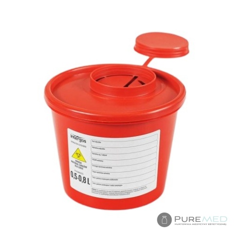 Red medical waste container 0.7l