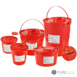 Red medical waste container 1l