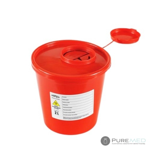 Red medical waste container 2l